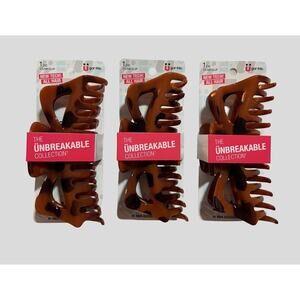 Scünci Unbreakable Claw Clips Bundle Brown Tortoise Hair Clips 3 Pack New